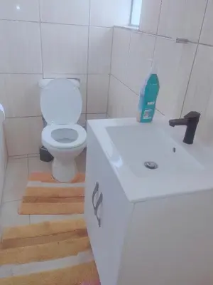 a bathroom with a white sink and a toilet at Choosers Express Hotel Room 6 in Rooihuiskraal