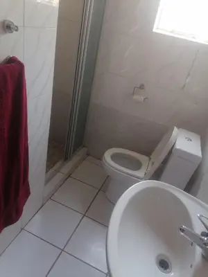 a bathroom with a toilet and a sink and a shower at mokede Iin in Pretoria