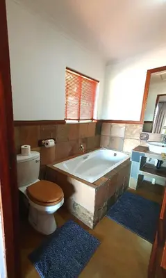 a bathroom with a tub and a toilet and a sink at DaGama Dam - White River - Martial Eagle - C23 in Swartfontein
