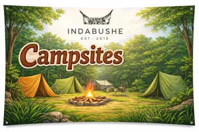 an image of a campsite with tents and a campfire at Indabushe Eco Lodge in Schoemanskloof