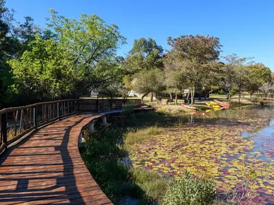 a wooden bridge over a body of water at Waterberg Game Park in Mokopane