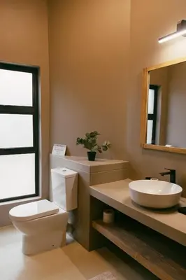 a bathroom with a toilet and a sink and a mirror at Leopard's Villa, Marloth Park in Marloth Park