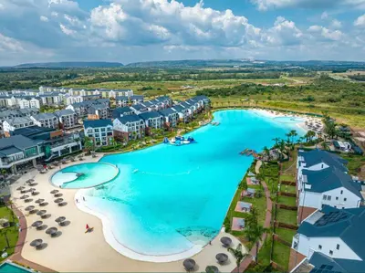 an aerial view of the beach at the resort at The Blyde Crystal Lagoon - 3 Bedrooms with Lagoon Views in Pretoria