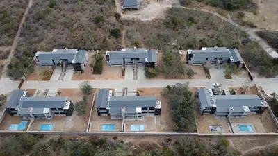 an aerial view of a group of buildings at The Solis Aparthotel in Mzinti