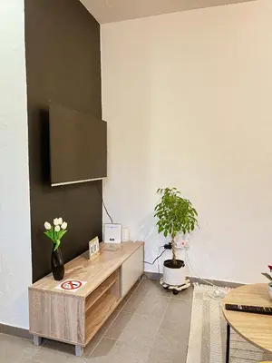 a living room with a desk and a plant at Serenity suite in Midrand