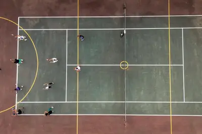 an overhead view of a tennis court at First Group Sanbonani Resort in Hazyview