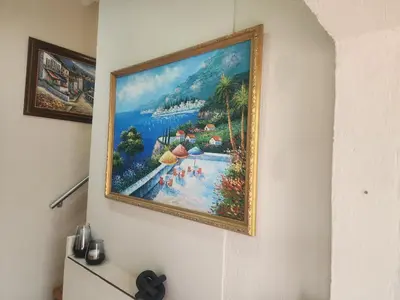 a painting of a swimming pool on a wall at BondMakers Hidden Gem in Hartbeespoort