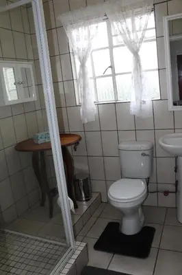 a bathroom with a toilet and a sink at Angel Cottage in Tzaneen