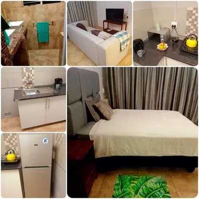 a collage of pictures of a room with a bed at Lu&Me in Polokwane