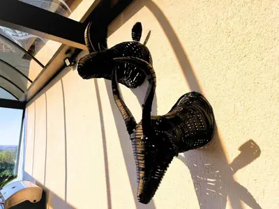 a statue of a bird on the side of a building at Mushavi Manor in Sybrandskraal