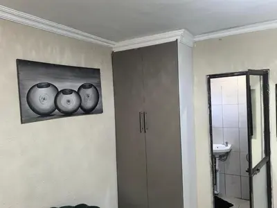 a bathroom with two vases on the wall at samama guesthouse in Groblersdal