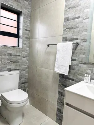 a bathroom with a toilet and a sink at Zaidi Luxury Home in Secunda
