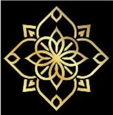 a white flower design on a black background at Lantana Lodge in Phalaborwa
