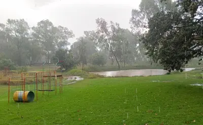 a playground in a field in the rain at Green Haven in Benoni