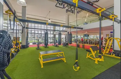 a gym with swings and other equipment in it at 347 Waterfall Penthouse in Midrand