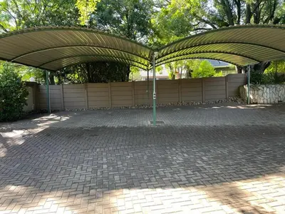 a pavilion with a pole on a brick patio at Spies Villa - Fast Wi-fi, Netflix, DSTV, Solar, Certified Water System in Middelburg