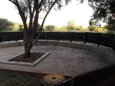 a tree and a bench next to a tree at My Bush Camp in Settlers