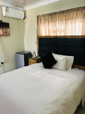 a bedroom with a large white bed and a window at AA Nkhumeleni Guesthouse and Accomodation in Thohoyandou