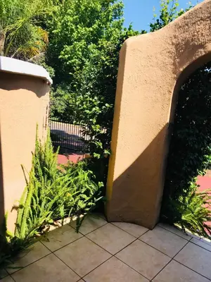 an archway in a wall next to a plant at The Cosy Den in Centurion