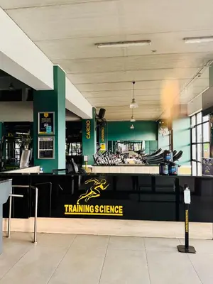 a restaurant with a thanksgiving service counter in a building at 126Theblyde in Pretoria