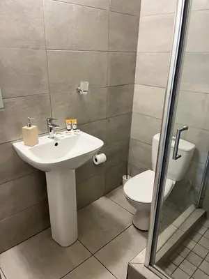 a bathroom with a sink and a toilet at Mogoma Guesthouse in Witbank
