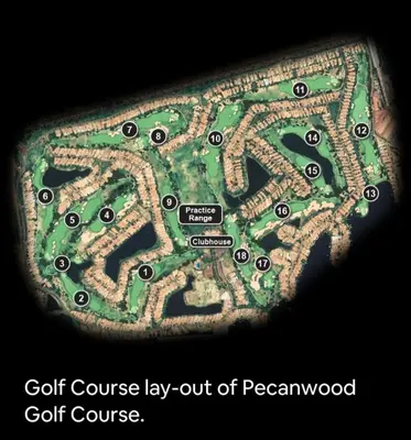 a close up view of a golf course lay out of perem wood at Pecanwood Exclusive Luxury Villa Hartbeesport Dam in Hartbeespoort