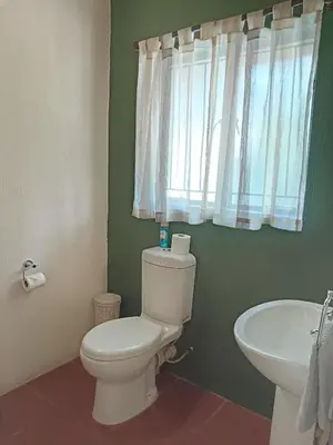 a bathroom with a white toilet and a sink at Kifaru - Kruger in Marloth Park