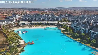 an aerial view of a pool at a resort at The Blyde Lagoon in Pretoria