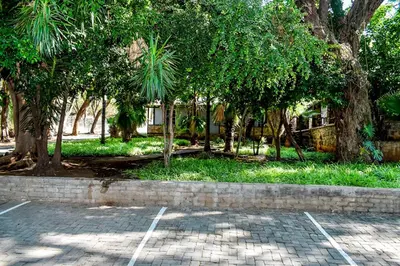 a parking lot with trees in a park at Phabema Guest House in Steelpoort