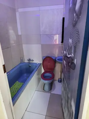 a small bathroom with a toilet and a tub at Blackwood Guest House in Pretoria