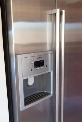 a stainless steel refrigerator with an ice box at Villa Marula in Hoedspruit