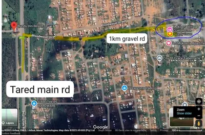 a map of a city with aaired main road at Mokoena Village guesthouse in Akasia