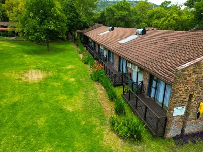 an aerial view of a house with a balcony at The Venue Country Hotel & Spa in Hartbeespoort