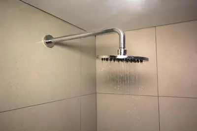 a shower with a brush in a shower at 1Bed Stylish Apartment - Waterfall in Midrand