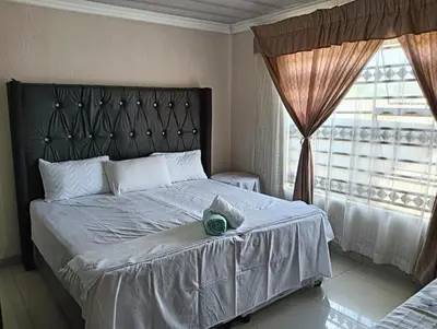 a bedroom with a large bed and a window at Newview bnb and spa in Thulamahashi