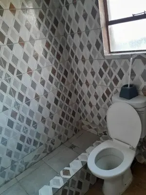 a bathroom with a toilet and a window at One night in Burgersfort