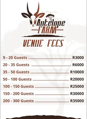 a price list for a millridge farm with a list of cheese at Antelope Farm Events in Pretoria
