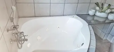 a white bath tub in a bathroom with plants at Chrysantimum Guest Apartment in Thabazimbi