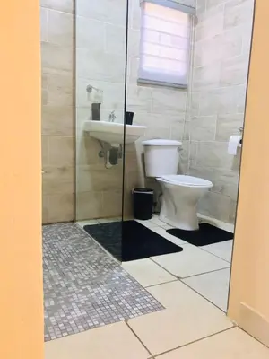 a bathroom with a toilet and a sink at Blanc and Bold in Vosburg