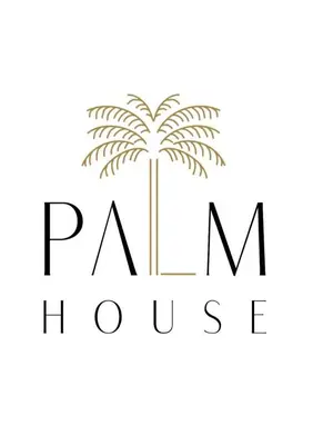 a black and white palm tree logo at Palm House Accommodation White River in White River