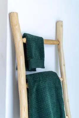 a green towel rack with two green towels at Thuhlo in Marloth Park
