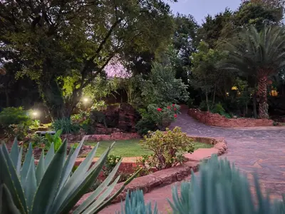 a garden at night with plants and lights at Wag-n-Bietjie in Centurion