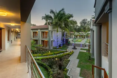 a view from the balcony of a house at The Cycad Lodge & Chalets in Nelspruit