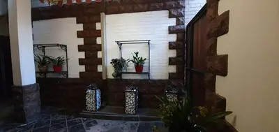 a room with potted plants on a brick wall at Premier Hotel and Spa Cullinan in Cullinan