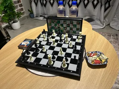 a chess board on top of a table at Cosy Apartment in Pretoria