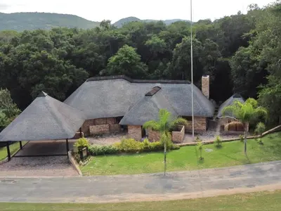an aerial view of a house with a roof at Kruger Park Lodge Unit 268 & Unit 531 in Hazyview