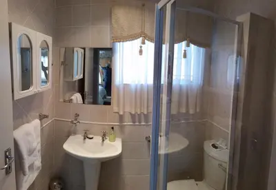 a bathroom with a sink and a toilet and a shower at Royal Ridge Guesthouse in Pretoria