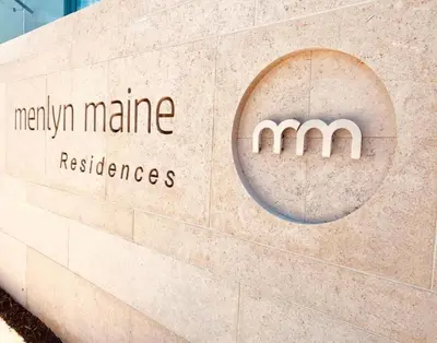 a sign for the miami marriott markerate evidences at 423 Menlyn maine Apartment in Pretoria