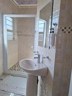 a bathroom with a sink and a shower at Entire Modern House!!- Middelburg in Middelburg