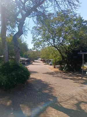 a brick road with trees on either side at Zamabhele Properties in Nelspruit